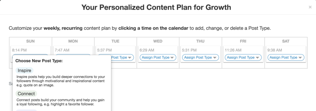 Tailwind personalized content plan for growth 
